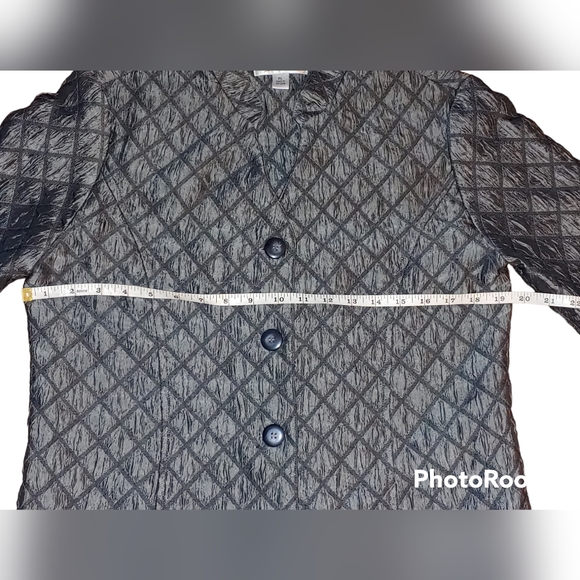 Coldwater Creek Dark Gray Metallic Quilted Lightweight Button-Up Jacket, Size PL - Picture 6 of 8